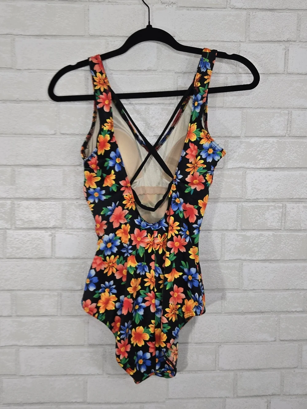 vintage floral one-piece swimsuit